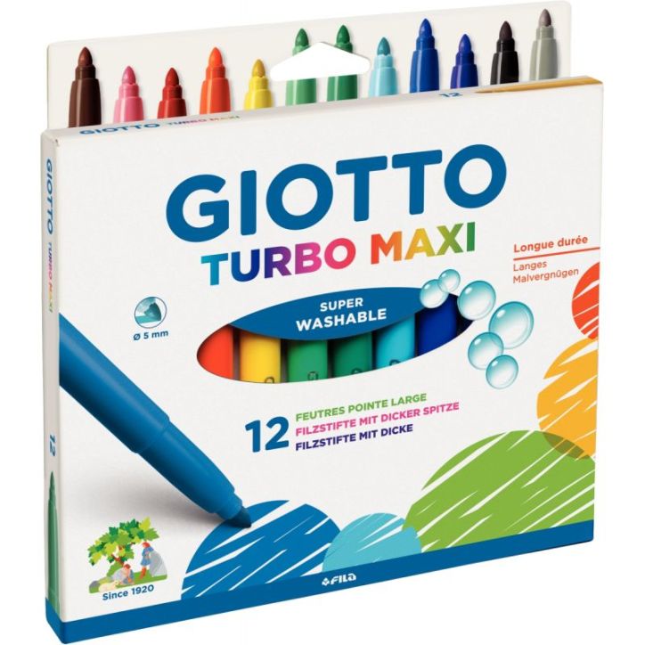 Etui de 12 feutres Turbo maxi assortis F076400 GIOTTO