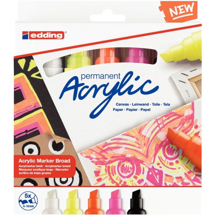 Boite de 5 marqueurs peinture E-5000 néon 4-5000-5 EDDING