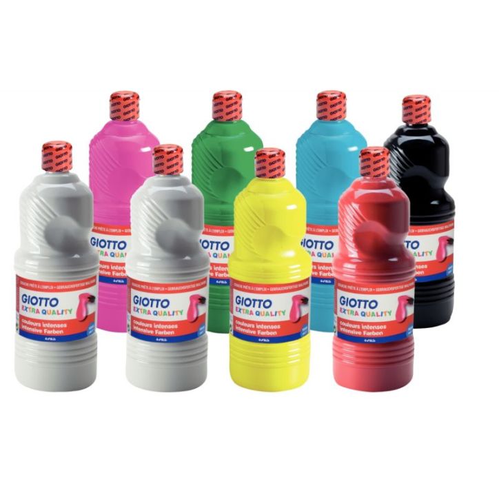 Carton de 8 flacons 1L de gouache liquide GIOTTO dont 1 litre offert, couleurs assorties 1 F8400100 GIOTTO