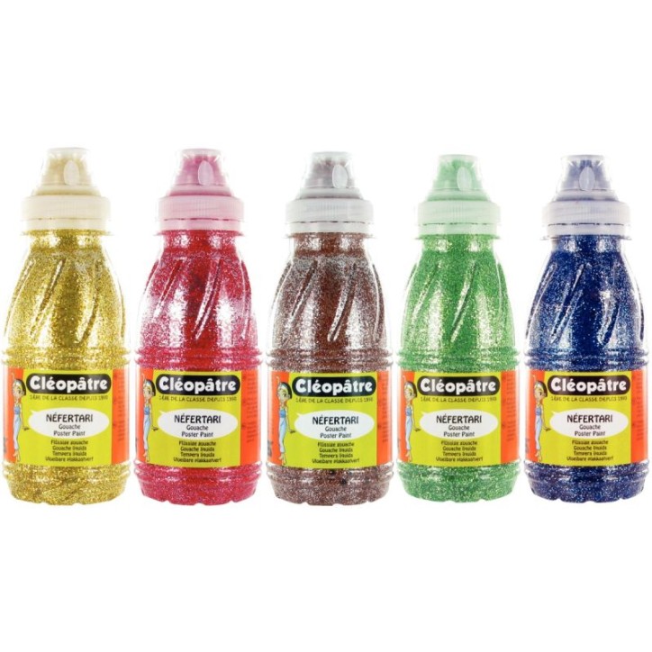 Lot de 5 flacons 250ml de peinture pailletée, assortiment 2 PP250X5B CLEOPATRE