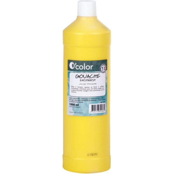Flacon 1 litre de gouache liquide économique O'COLOR jaune primaire 07876 O'COLOR