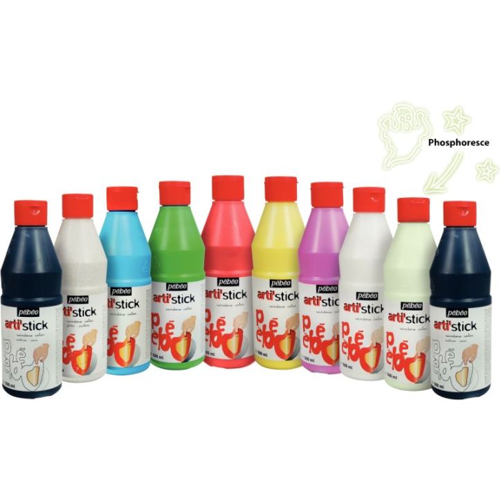 Carton de 10 flacons 500ml de peinture repositionnable ARTI'STICK + 20 flacons applicateurs vides offerts 0085(...)