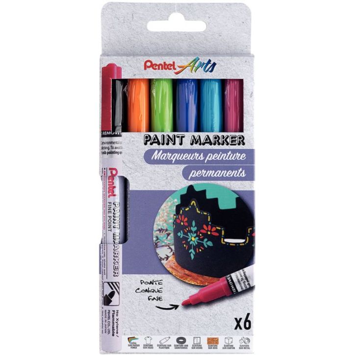 Pochette de 6 marqueurs peinture fun assortis MSP10/6FUNNY PENTEL
