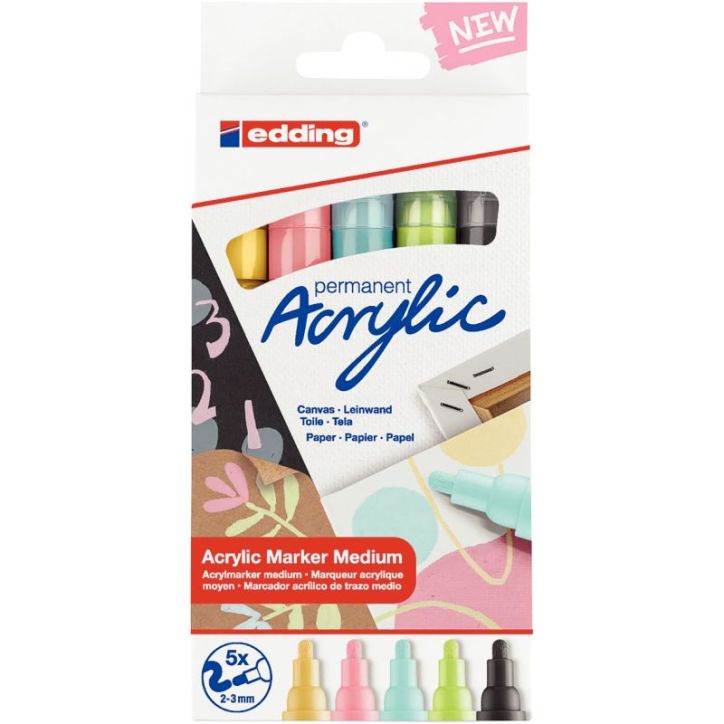 Boîte de 5 marqueurs peinture E-5100 pastel 4-5100-5-099 EDDING