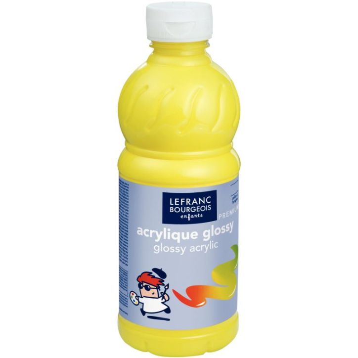 Flacon 500ml d'acrylique Glossy Lefranc Bourgeois, jaune citron 188143 COLOR AND  LEFRANC & BOURGEOIS