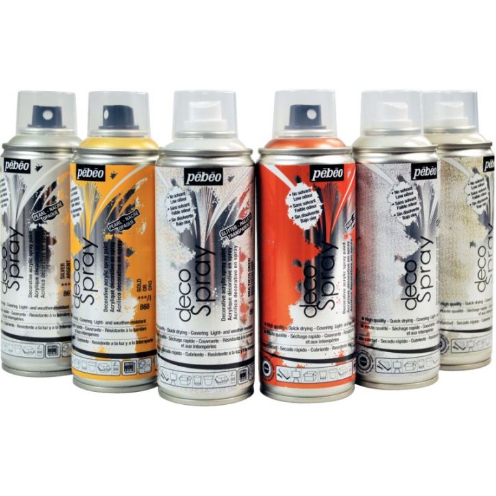 Lot de 6 sprays 200ml de peintures acryliques 093898 PEBEO