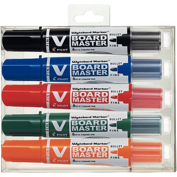 PILOT Set de 5 marqueurs tableaux Blancs V Board Master pointe ogive Begreen
