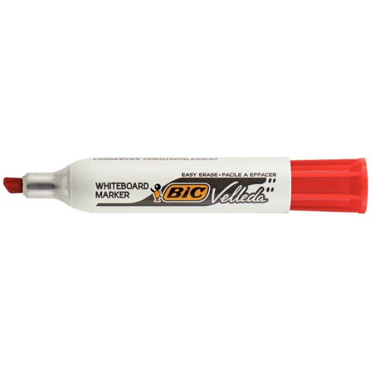 BIC Velleda 1781 Feutres pour Tableau Blanc Effaçables à  Sec Pointe Biseautée Large - Rouge
