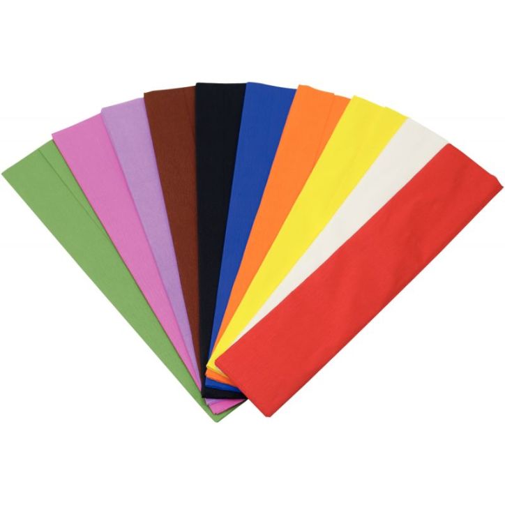 Paquet de 10 feuilles crépon ordinaire 200x50 cm  rose moyen 2117