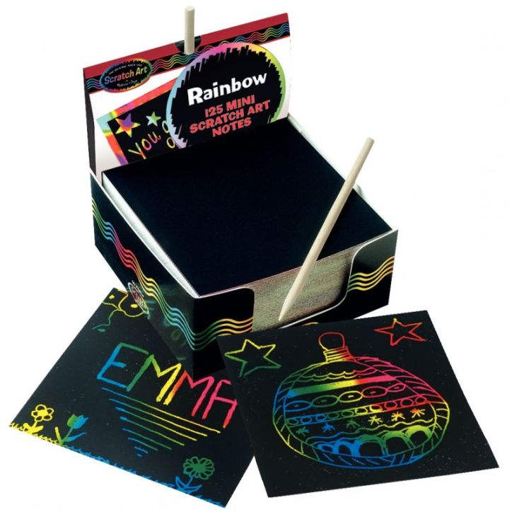 Bloc de 125 mini cartes à gratter arc-en-ciel 2165